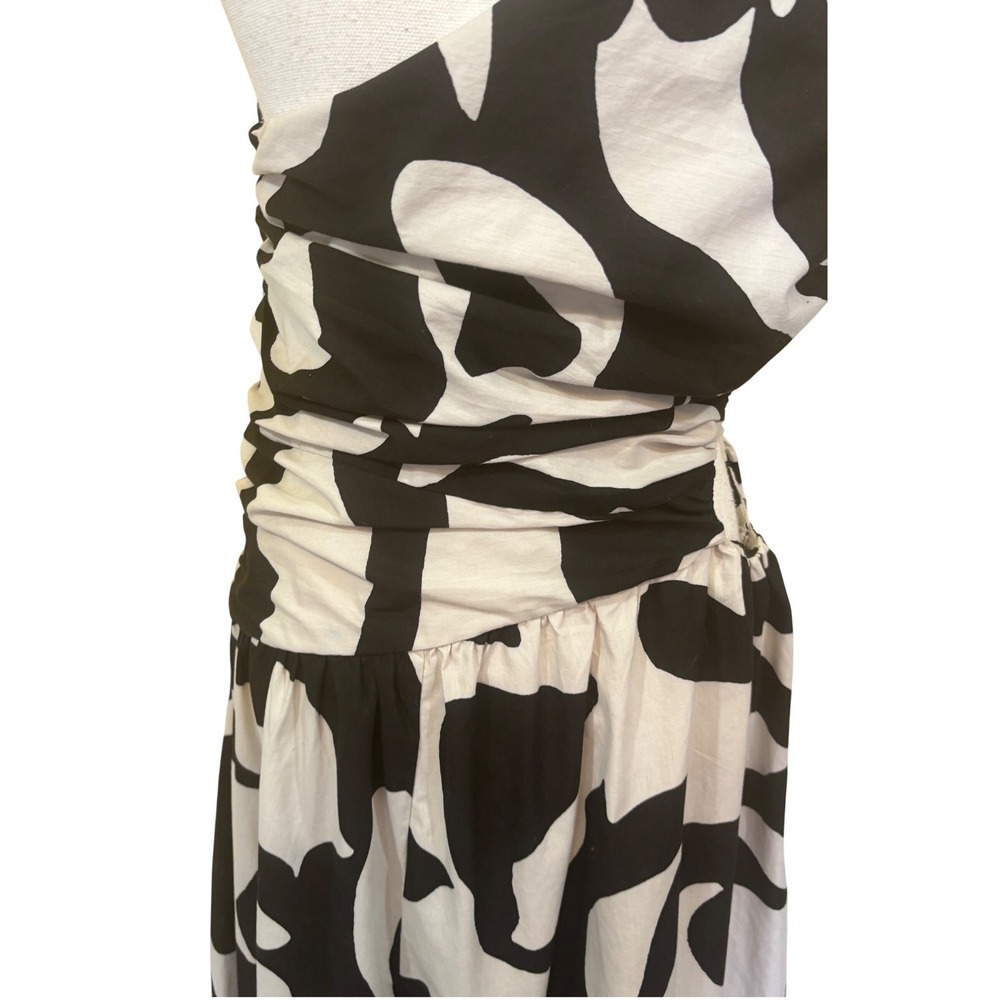 Abercrombie & Fitch Fiore One Shoulder Maxi Dress, black/cream, large, cutout - Picture 6 of 10
